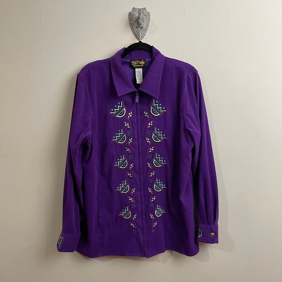 Bob Mackie Vintage L jacket Aztec embroidered  luxury purple green abstract - Picture 1 of 10